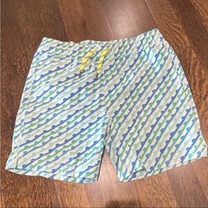 J.Crew Kids Geometric Swim Shorts Blue Green Drawstring Pockets  size 7
